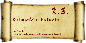 Koloszár Baldvin névjegykártya